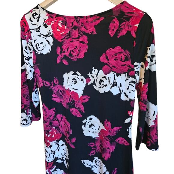 White House Black Market Tunic Stretch Asymmetrical Neckline Floral Women Small - Picture 7 of 7